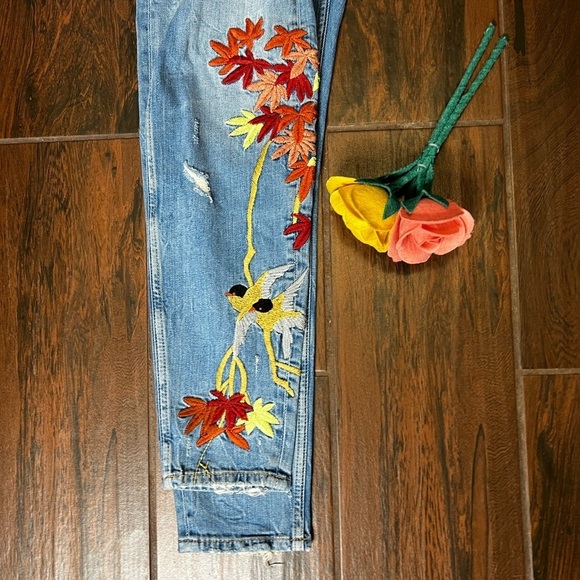 Zara Slim Boyfriend Denim Jeans With Embroidery - Picture 6 of 6